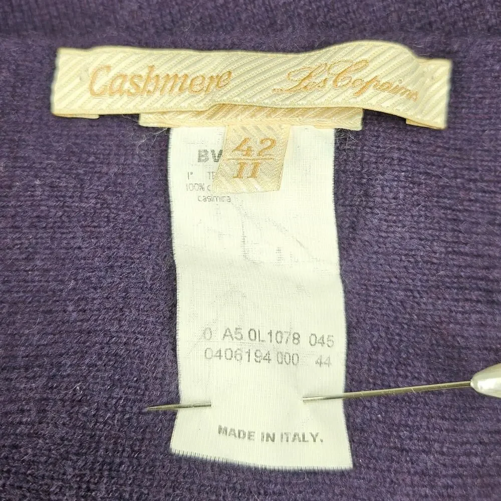 LES COPAINS VINTAGE CASHMERE PURPLE KEYHOLE SCARF – MADE IN ITALY – 36
